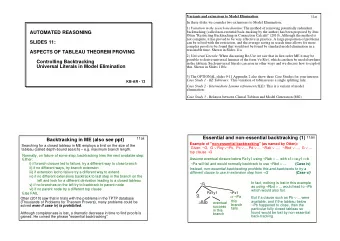 AUTOMATED REASONING  Otten &quot;Restricting Backtracking in Connection Calculii&quot; (2010).