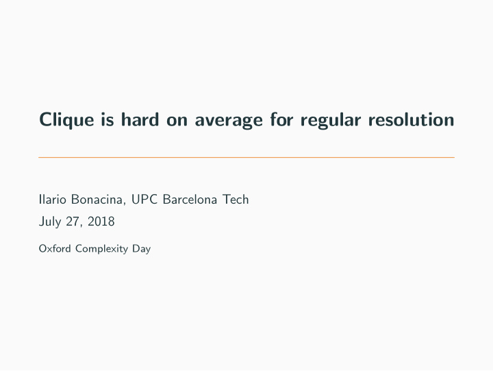 clique is hard on average for regular resolution