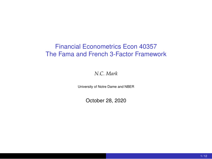 financial econometrics econ 40357 the fama and french 3