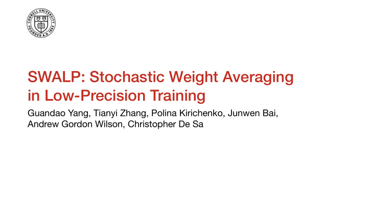 swalp stochastic weight averaging in low precision