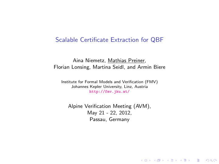 scalable certificate extraction for qbf