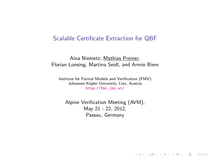 scalable certificate extraction for qbf