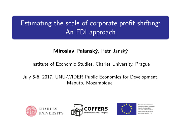 estimating the scale of corporate profit shifting an fdi