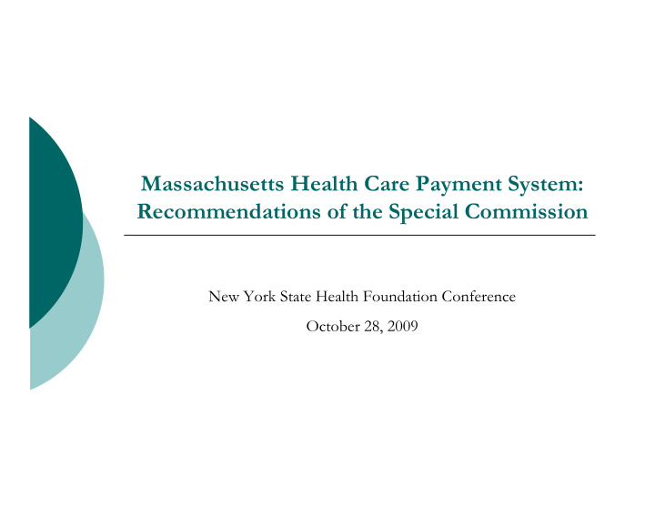 massachusetts health care payment system recommendations
