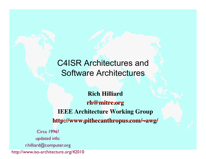 c4isr architectures and software architectures