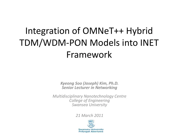 tdm wdm pon models into inet