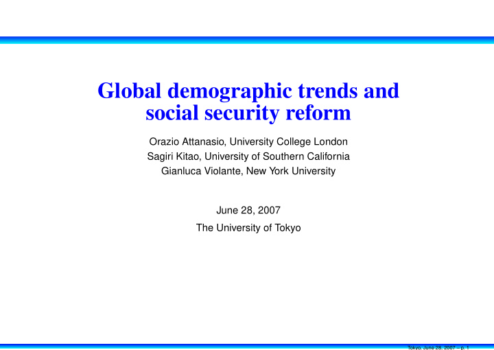 global demographic trends and social security reform
