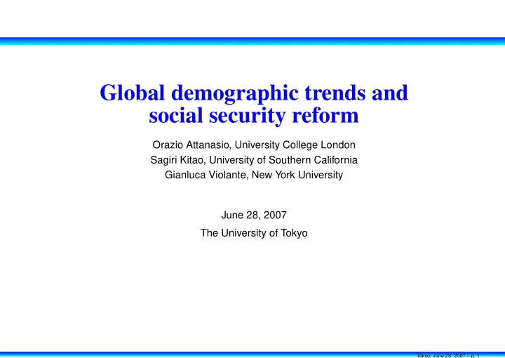 global demographic trends and social security reform