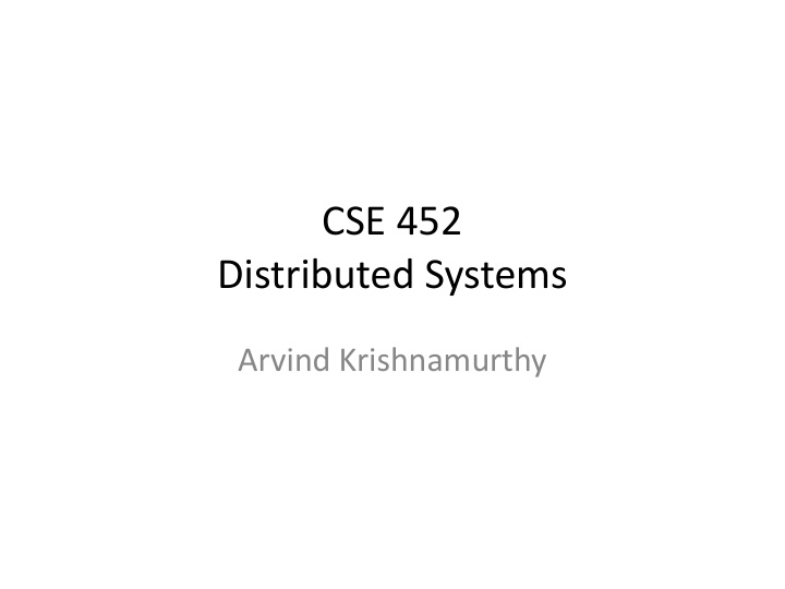 cse 452 distributed systems