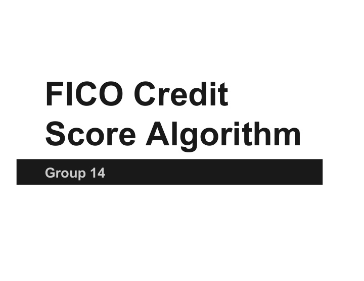 fico credit score algorithm