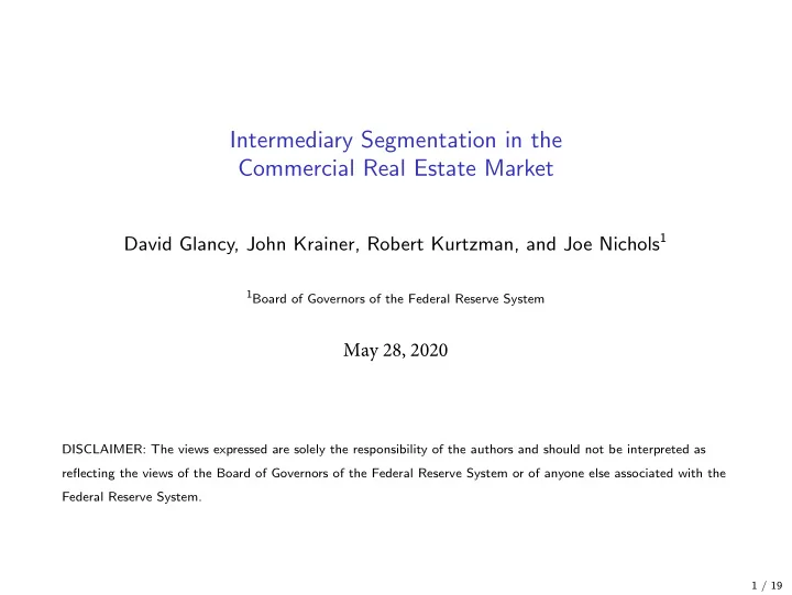 intermediary segmentation in the commercial real estate