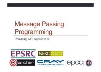 Message Passing  Programming  Designing MPI Applications  Overview  Lecture will cover  MPI