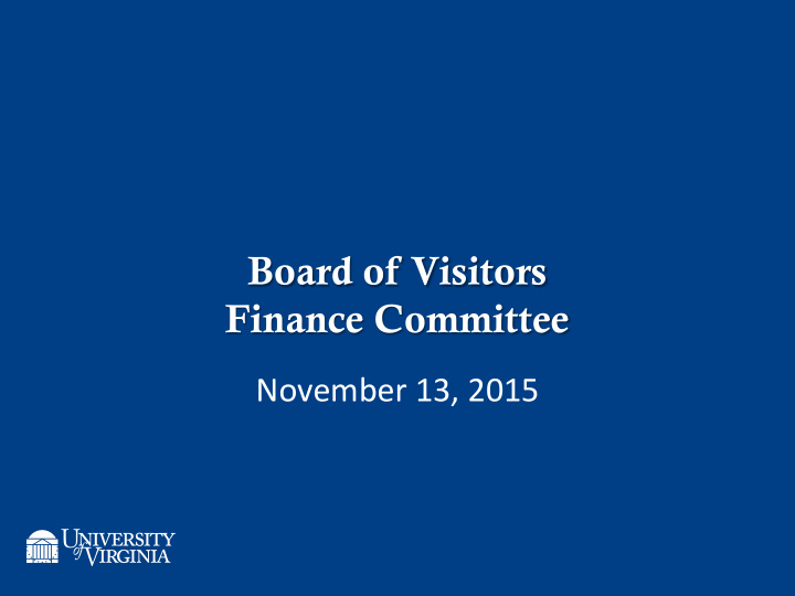 board of visitors finance committee