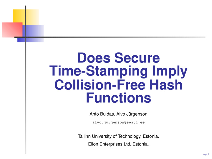 does secure time stamping imply collision free hash