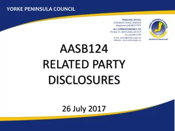 AASB124  RELATED PARTY  DISCLOSURES  26 July 2017  BACKGROUND  Scope of AASB 124 Related Party