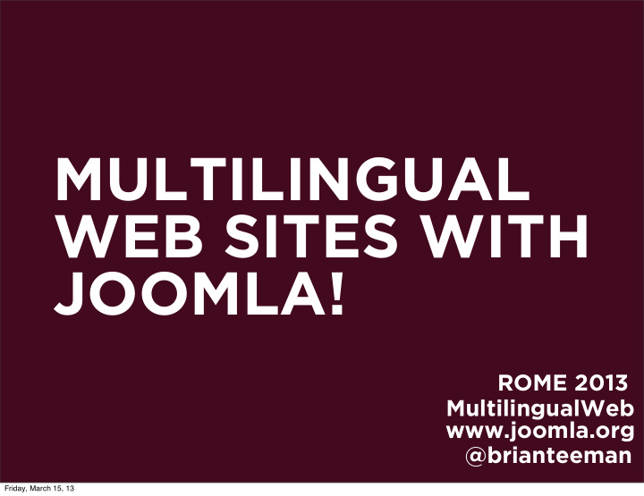 multilingual web sites with joomla