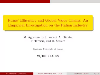 Firms Efficiency and Global Value Chains: An  Empirical Investigation on the Italian Industry