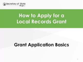 Local Records Grant  Grant Application Basics  1  About Chapter 434-670 WAC  Funding for the