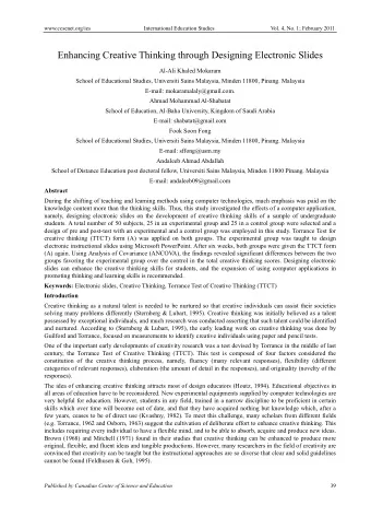 Enhancing Creative Thinking through Designing Electronic Slides  Al-Ali Khaled Mokaram  School of