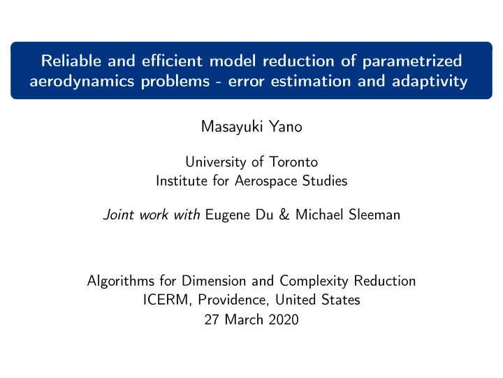 reliable and efficient model reduction of parametrized