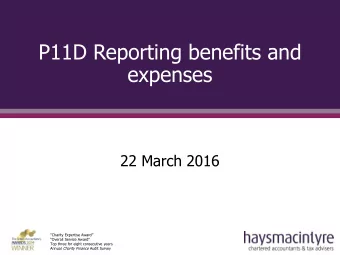 expenses  22 March 2016  Charity Expertise Award  Overall Service Award  Top three for