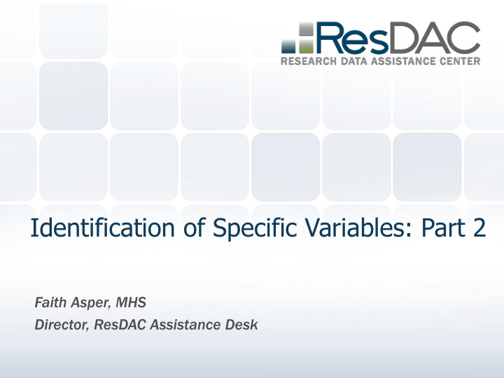 identification of specific variables part 2