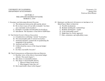 UNIVERSITY OF CALIFORNIA  Economics 134  DEPARTMENT OF ECONOMICS  Spring 2018  Professor David