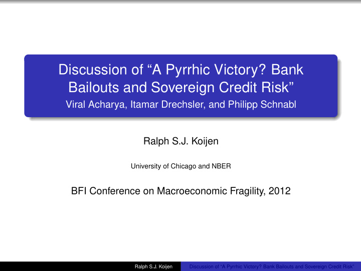 discussion of a pyrrhic victory bank bailouts and
