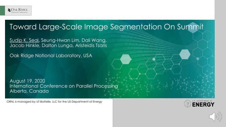 toward large scale image segmentation on summit