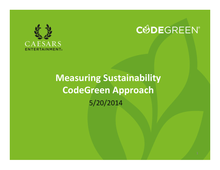 measuring sustainability codegreen approach