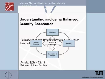 Understanding and using Balanced  Security Scorecards  Formatvorlage des Untertitelmasters durch