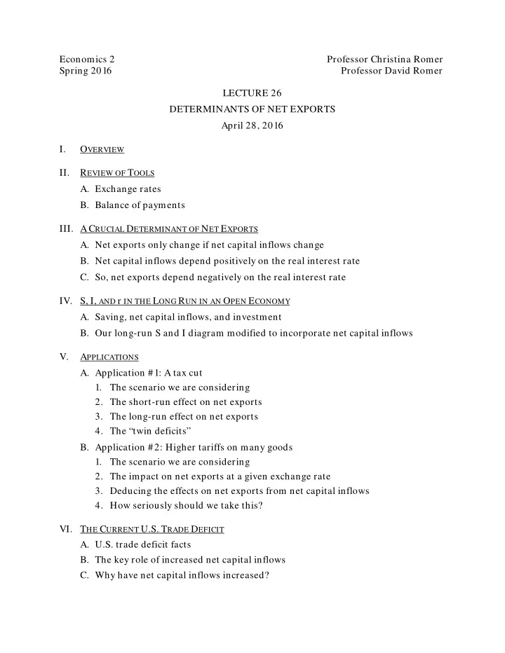 economics 2 professor christina romer spring 2016