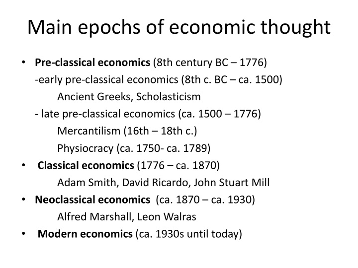 main epochs of economic thought