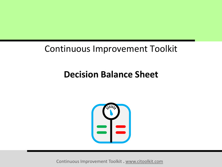 continuous improvement toolkit