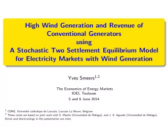 High Wind Generation and Revenue of  Conventional Generators  using  A Stochastic Two Settlement
