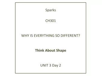 Sparks  CH301  WHY IS EVERYTHING SO DIFFERENT?  Think About Shape  UNIT 3 Day 2  What are we going