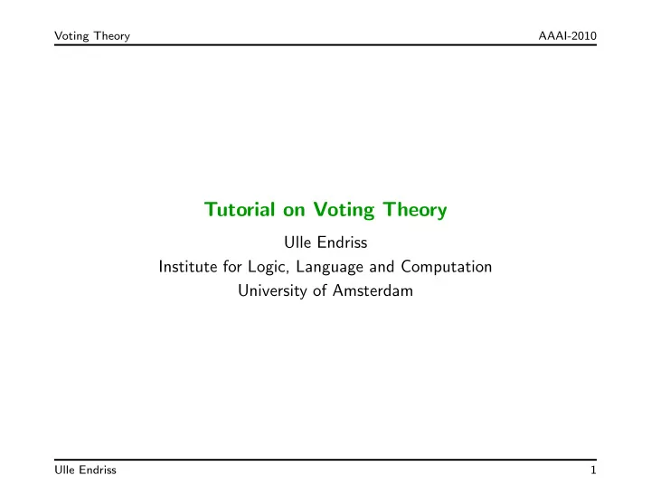 tutorial on voting theory