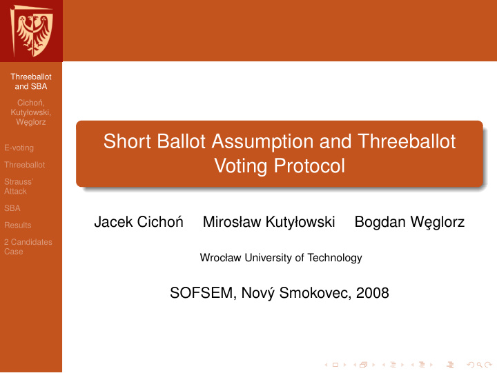 short ballot assumption and threeballot