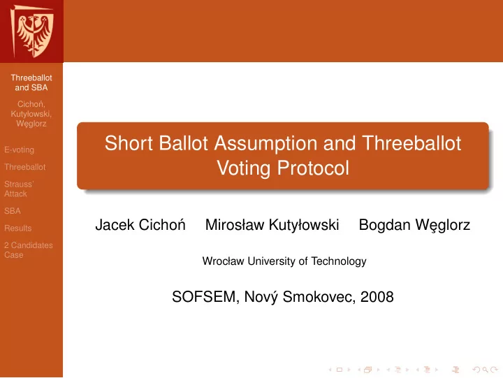 short ballot assumption and threeballot