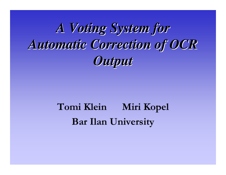 a voting system for a voting system for automatic