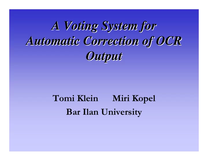 a voting system for a voting system for automatic