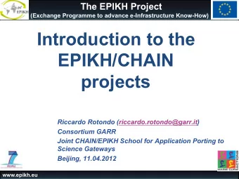 Introduction to the  EPIKH/CHAIN  projects  Riccardo Rotondo (riccardo.rotondo@garr.it)  Consortium