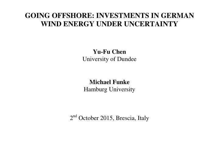 going offshore investments in german wind energy under
