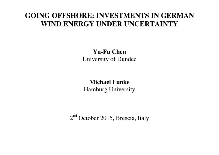 going offshore investments in german wind energy under