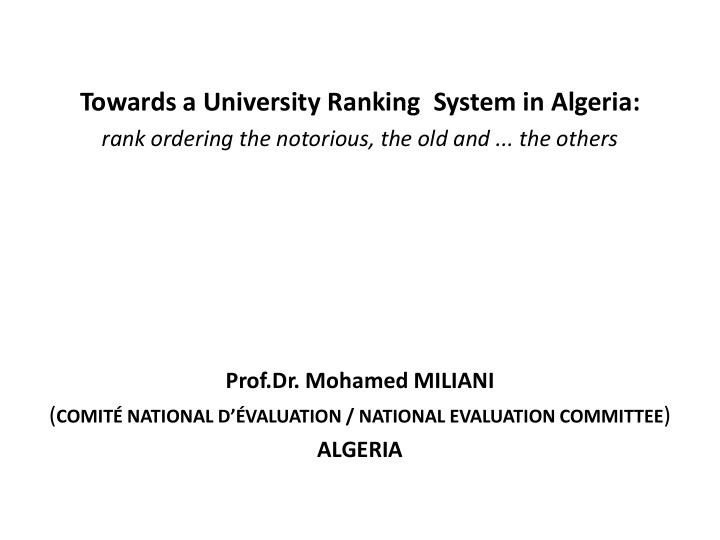 towards a university ranking system in algeria