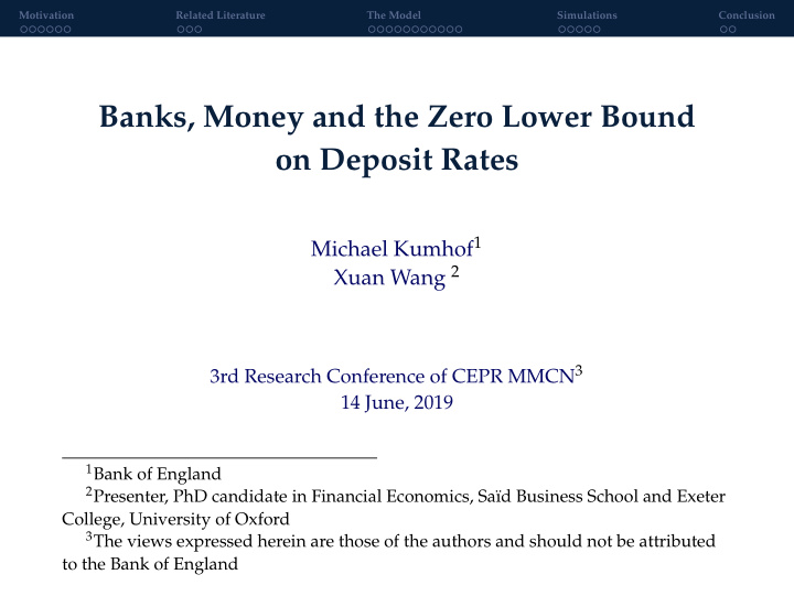 banks money and the zero lower bound on deposit rates