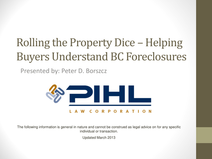 rolling the property dice helping buyers understand bc