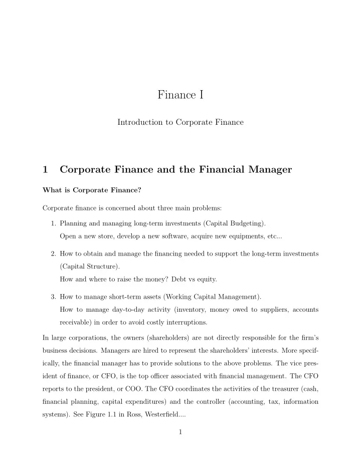 finance i
