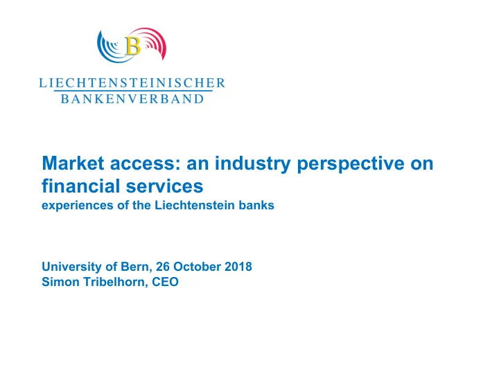 market access an industry perspective on financial