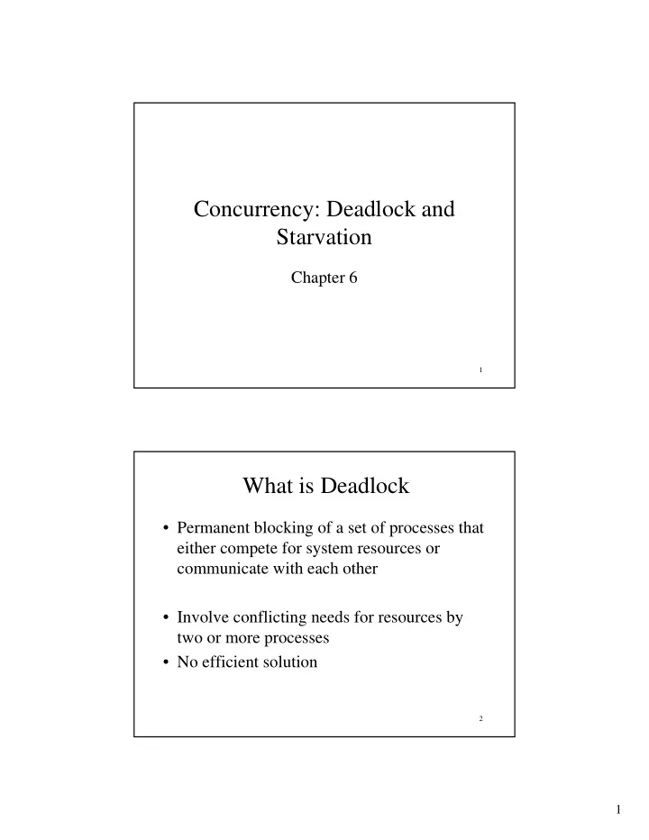 concurrency deadlock and starvation